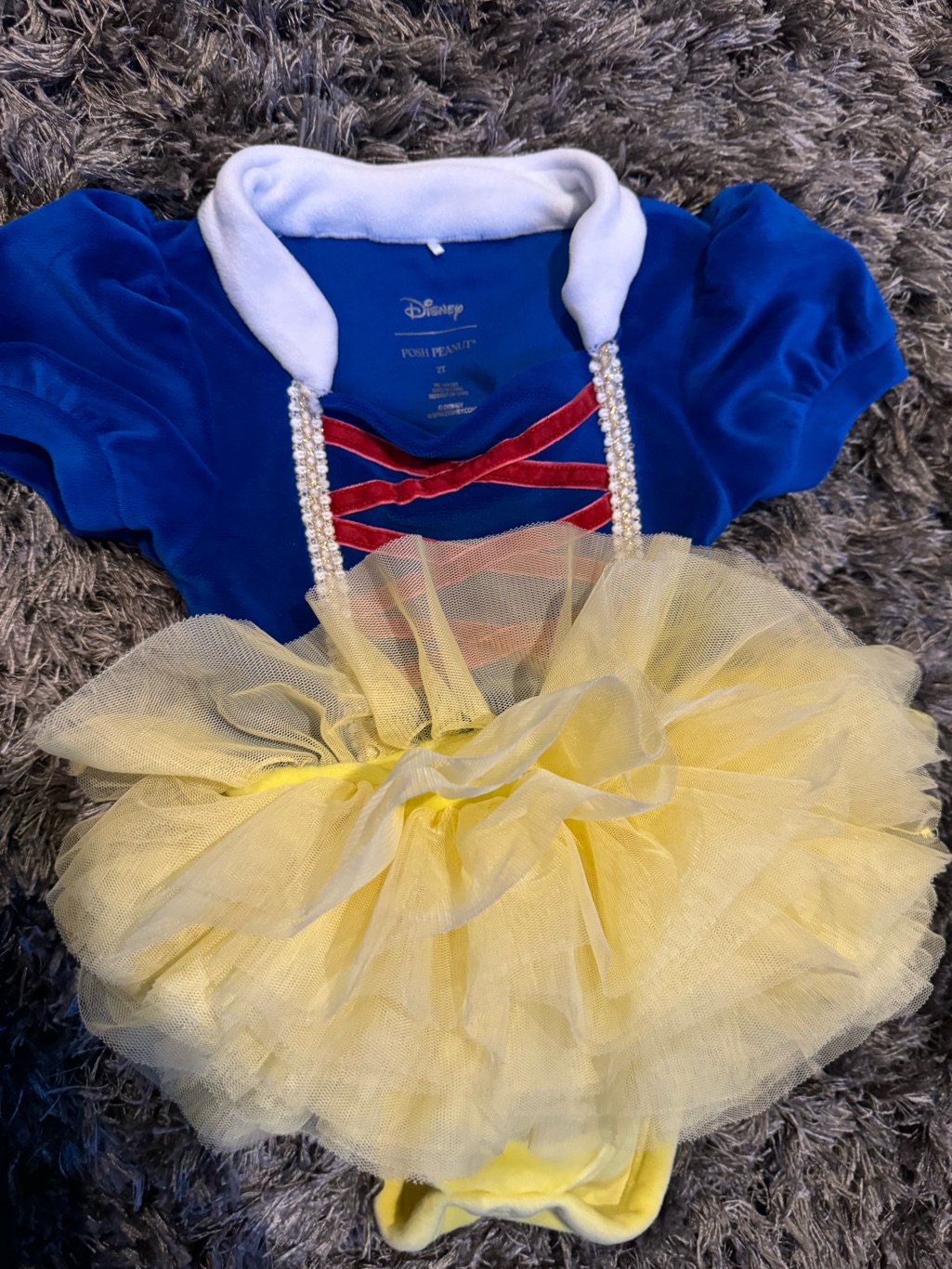 Posh Peanut Snow White Velour Bodysuit Dress 2t